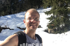 Skitour Gemeindealpe, Selfie auf halben Weg, mit kurzen Ärmeln